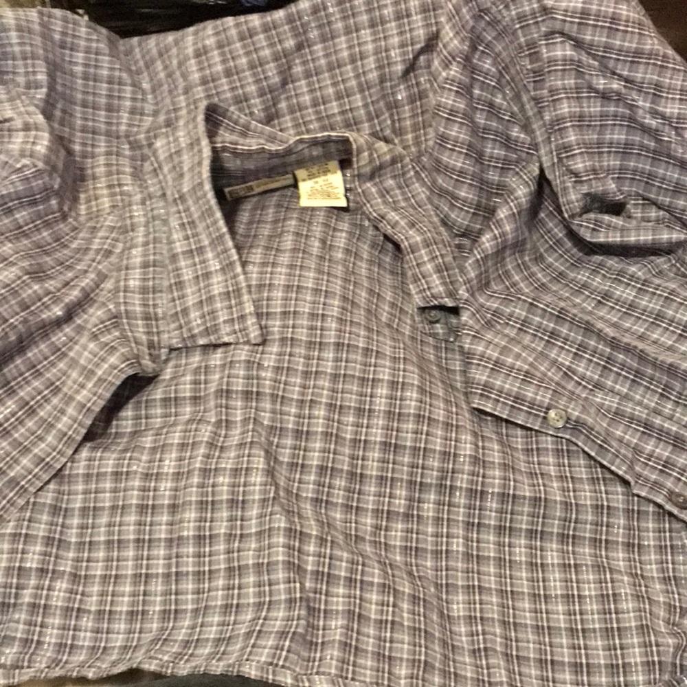 Blue long sleeve button up shirt